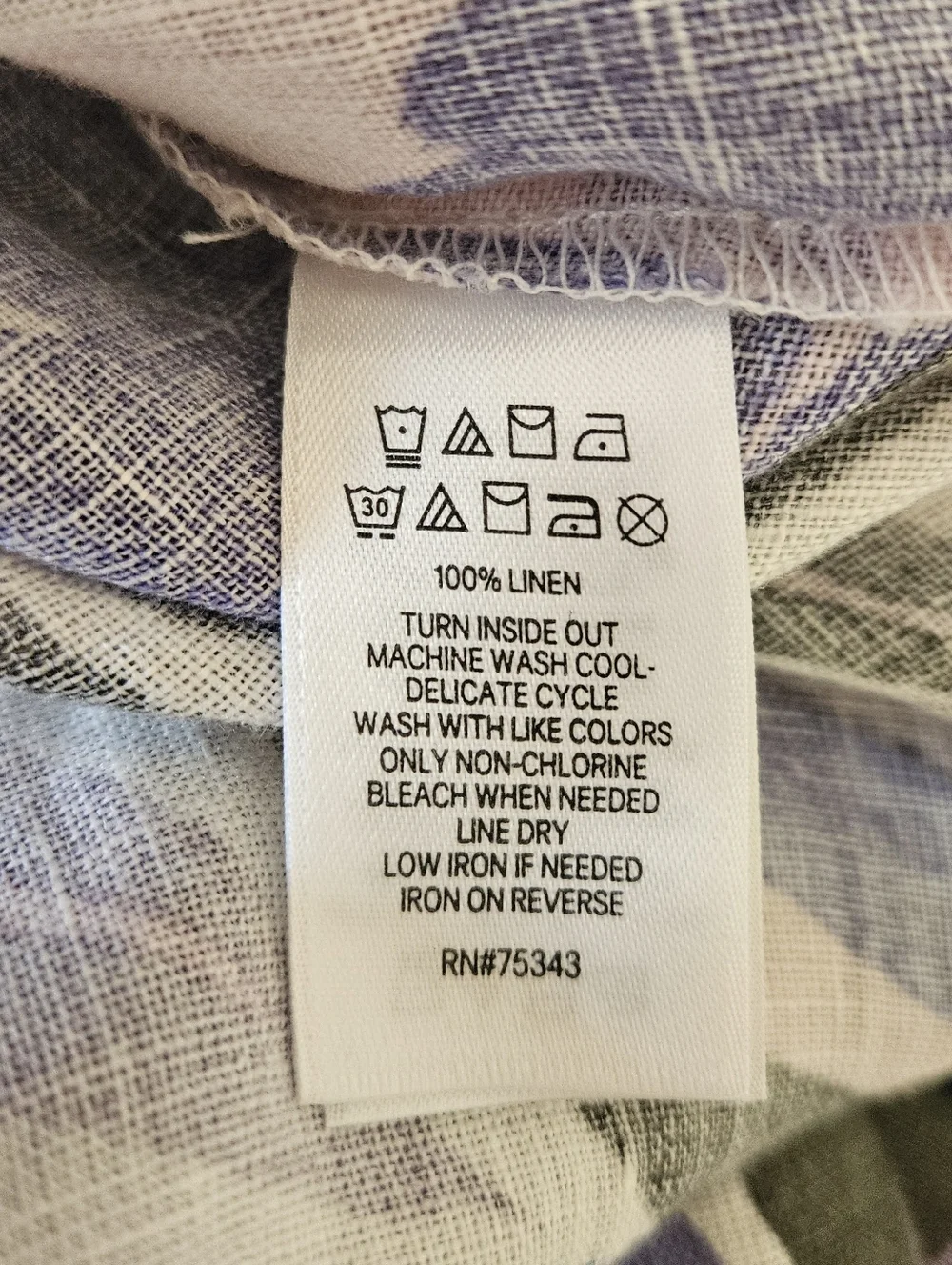 NWT C&C California 100% LINEN Purple on White Leaf Print Tunic Top Plus Size 2X - Picture 10 of 10